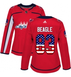 Women's Adidas Washington Capitals #83 Jay Beagle Authentic Red USA Flag Fashion NHL Jersey