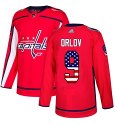 Men's Adidas Washington Capitals #9 Dmitry Orlov Authentic Red USA Flag Fashion NHL Jersey