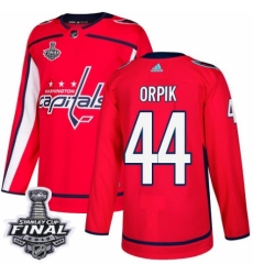 Men's Adidas Washington Capitals #44 Brooks Orpik Premier Red Home 2018 Stanley Cup Final NHL Jersey