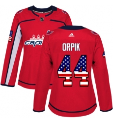 Women's Adidas Washington Capitals #44 Brooks Orpik Authentic Red USA Flag Fashion NHL Jersey