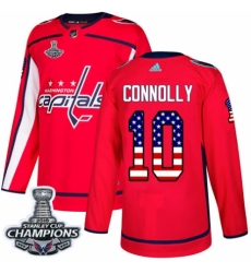 Men's Adidas Washington Capitals #10 Brett Connolly Authentic Red USA Flag Fashion 2018 Stanley Cup Final Champions NHL Jersey