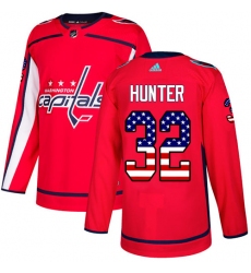 Men's Adidas Washington Capitals #32 Dale Hunter Authentic Red USA Flag Fashion NHL Jersey