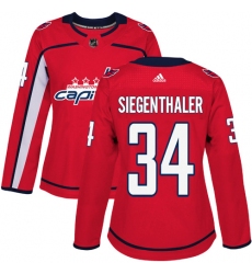 Women's Adidas Washington Capitals #34 Jonas Siegenthaler Authentic Red Home NHL Jersey