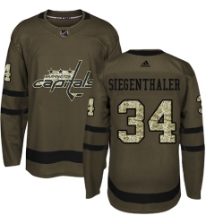 Youth Adidas Washington Capitals #34 Jonas Siegenthaler Authentic Green Salute to Service NHL Jersey