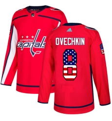 Men's Adidas Washington Capitals #8 Alex Ovechkin Authentic Red USA Flag Fashion NHL Jersey