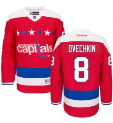 Men's Reebok Washington Capitals #8 Alex Ovechkin Premier Red Third NHL Jersey