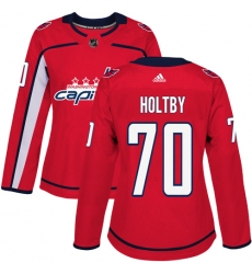 Women's Adidas Washington Capitals #70 Braden Holtby Premier Red Home NHL Jersey