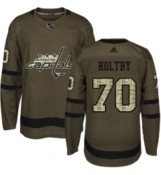 Youth Adidas Washington Capitals #70 Braden Holtby Authentic Green Salute to Service NHL Jersey