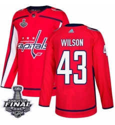 Men's Adidas Washington Capitals #43 Tom Wilson Authentic Red Home 2018 Stanley Cup Final NHL Jersey