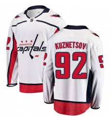 Youth Washington Capitals #92 Evgeny Kuznetsov Fanatics Branded White Away Breakaway NHL Jersey