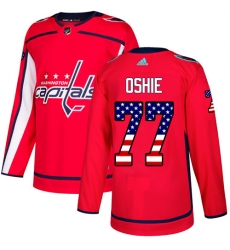 Men's Adidas Washington Capitals #77 T.J. Oshie Authentic Red USA Flag Fashion NHL Jersey