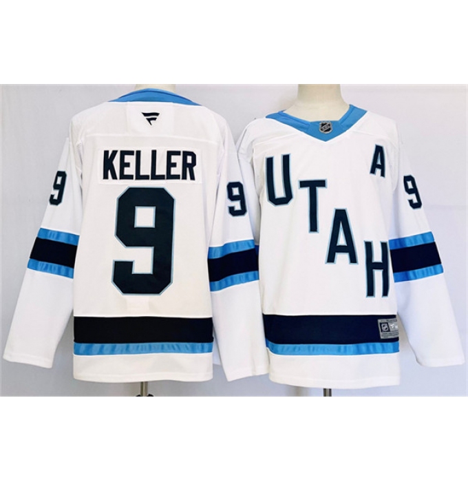 Men's Utah Hockey Club #9 Clayton Keller White Stitched Jersey