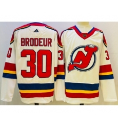 Men's New Jersey Devils #30 Martin Brodeur White 2022 Reverse Retro Authentic Jersey