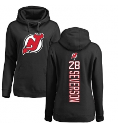 NHL Women's Adidas New Jersey Devils #28 Damon Severson Black Backer Pullover Hoodie