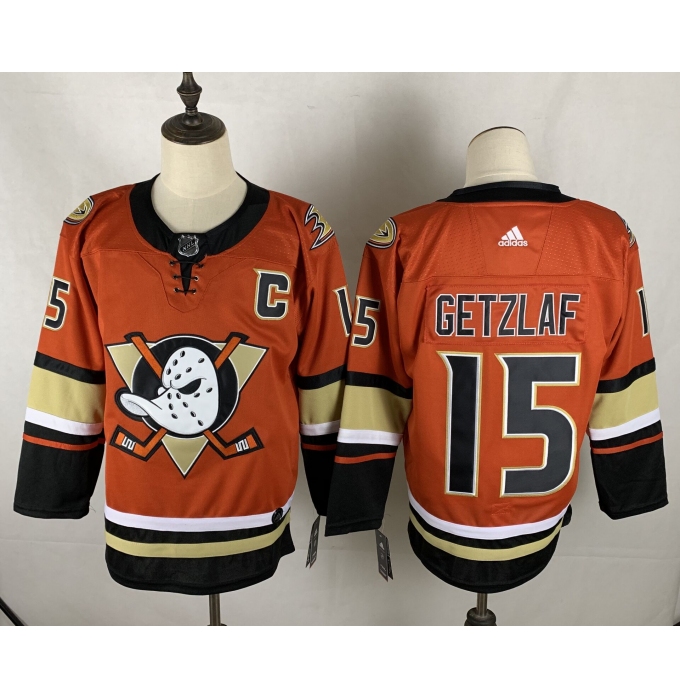 Men's Adidas Anaheim Ducks #15 Ryan Getzlaf Orange Authentic Teal Third Jersey