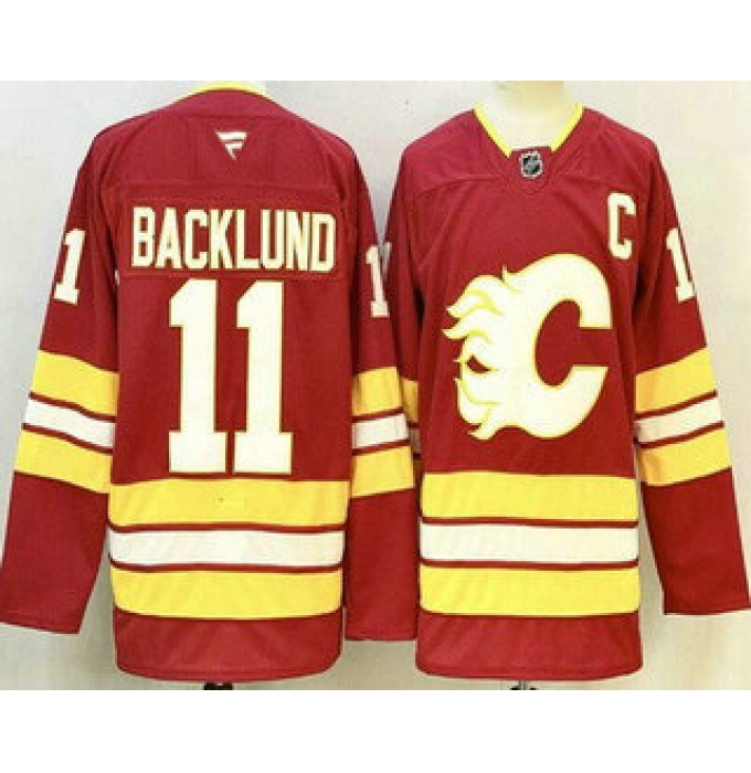 Men's Calgary Flames #11 Mikael Backlund Red Authentic Jersey