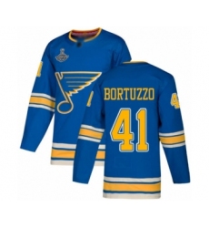 Men's St. Louis Blues #41 Robert Bortuzzo Authentic Navy Blue Alternate 2019 Stanley Cup Champions Hockey Jersey