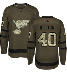 Youth Adidas St. Louis Blues #40 Carter Hutton Premier Green Salute to Service NHL Jersey