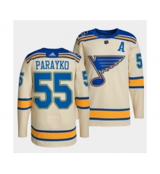 Men's St. Louis Blues #55 Colton Parayko Cream 2022 Winter Classic Stitched Jersey