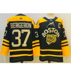 Men's Boston Bruins #37 Patrice Bergeron Black Classic Primegreen Stitched Jersey