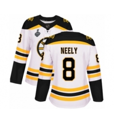 Women's Boston Bruins #8 Cam Neely Authentic White Away 2019 Stanley Cup Final Bound Hockey Jersey