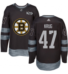Men's Adidas Boston Bruins #47 Torey Krug Authentic Black 1917-2017 100th Anniversary NHL Jersey