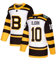 Men's Adidas Boston Bruins #10 Anders Bjork Authentic White 2019 Winter Classic NHL Jersey