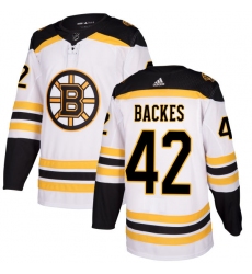Men's Adidas Boston Bruins #42 David Backes Authentic White Away NHL Jersey