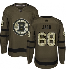 Youth Adidas Boston Bruins #68 Jaromir Jagr Authentic Green Salute to Service NHL Jersey