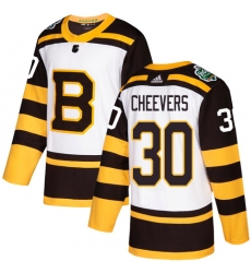Men's Adidas Boston Bruins #30 Gerry Cheevers Authentic White 2019 Winter Classic NHL Jersey