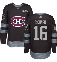 Men's Adidas Montreal Canadiens #16 Henri Richard Authentic Black 1917-2017 100th Anniversary NHL Jersey