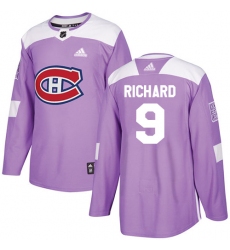 Men's Adidas Montreal Canadiens #9 Maurice Richard Authentic Purple Fights Cancer Practice NHL Jersey