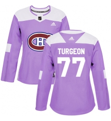 Women's Adidas Montreal Canadiens #77 Pierre Turgeon Authentic Purple Fights Cancer Practice NHL Jersey