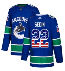 Youth Adidas Vancouver Canucks #22 Daniel Sedin Authentic Blue USA Flag Fashion NHL Jersey