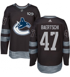 Men's Adidas Vancouver Canucks #47 Sven Baertschi Authentic Black 1917-2017 100th Anniversary NHL Jersey