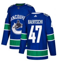 Men's Adidas Vancouver Canucks #47 Sven Baertschi Authentic Blue Home NHL Jersey