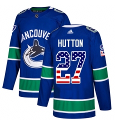 Youth Adidas Vancouver Canucks #27 Ben Hutton Authentic Blue USA Flag Fashion NHL Jersey