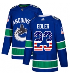 Youth Adidas Vancouver Canucks #23 Alexander Edler Authentic Blue USA Flag Fashion NHL Jersey