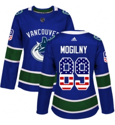 Women's Adidas Vancouver Canucks #89 Alexander Mogilny Authentic Blue USA Flag Fashion NHL Jersey