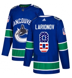 Youth Adidas Vancouver Canucks #8 Igor Larionov Authentic Blue USA Flag Fashion NHL Jersey