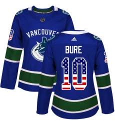 Women's Adidas Vancouver Canucks #10 Pavel Bure Authentic Blue USA Flag Fashion NHL Jersey