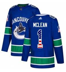 Men's Adidas Vancouver Canucks #1 Kirk Mclean Authentic Blue USA Flag Fashion NHL Jersey