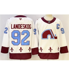 Men's Colorado Avalanche #92 Gabriel Landeskog White 2024-25 With C Stitched Hockey