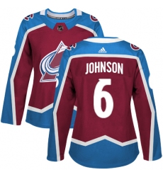 Women's Adidas Colorado Avalanche #6 Erik Johnson Premier Burgundy Red Home NHL Jersey
