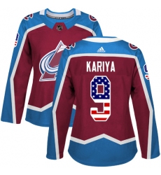 Women's Adidas Colorado Avalanche #9 Paul Kariya Authentic Burgundy Red USA Flag Fashion NHL Jersey