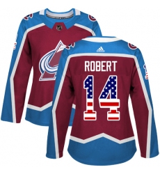 Women's Adidas Colorado Avalanche #14 Rene Robert Authentic Burgundy Red USA Flag Fashion NHL Jersey