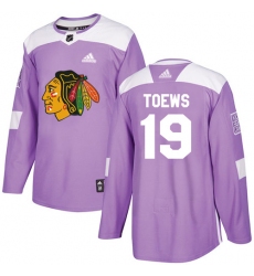 Men's Adidas Chicago Blackhawks #19 Jonathan Toews Authentic Purple Fights Cancer Practice NHL Jersey