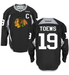 Men's Reebok Chicago Blackhawks #19 Jonathan Toews Authentic Black Practice NHL Jersey