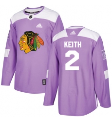 Youth Adidas Chicago Blackhawks #2 Duncan Keith Authentic Purple Fights Cancer Practice NHL Jersey