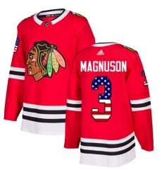Youth Adidas Chicago Blackhawks #3 Keith Magnuson Authentic Red USA Flag Fashion NHL Jersey